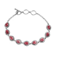 Karis Norwegian Thulite 9.10 ctw Toggle Clasp Bracelet in Platinum Bond (7.25 In)