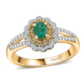 AAAA Boyaca Colombian Emerald, Multi Gemstone Floral Ring in 18K Vermeil YG Over Sterling Silver (Size 10.0) 0.90 ctw - Sticky add to cart bar