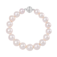 White Edison Pearl Bracelet in Rhodium Over Sterling Silver (7.25 In)