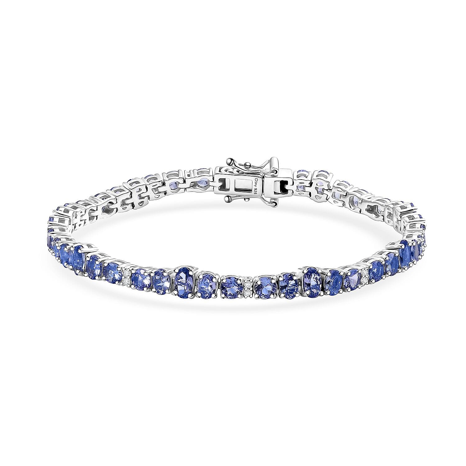 Tanzanite, Moissanite Sound Wave Bracelet in Rhodium Over Sterling Silver (6.50 In) 7.50 ctw
