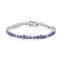 Tanzanite, Moissanite Sound Wave Bracelet in Rhodium Over Sterling Silver (6.50 In) 7.50 ctw