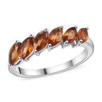 Tanzanian Sunlit Garnet 5 Stone Ring in 18K Vermeil YG Over Sterling Silver (Size 10.0) 1.40 ctw