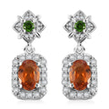 D'Joy Ceylon Hessonite Garnet and Multi Gemstone 1.70 ctw Dangle Earrings in Rhodium Over Sterling Silver - Sticky add to cart bar