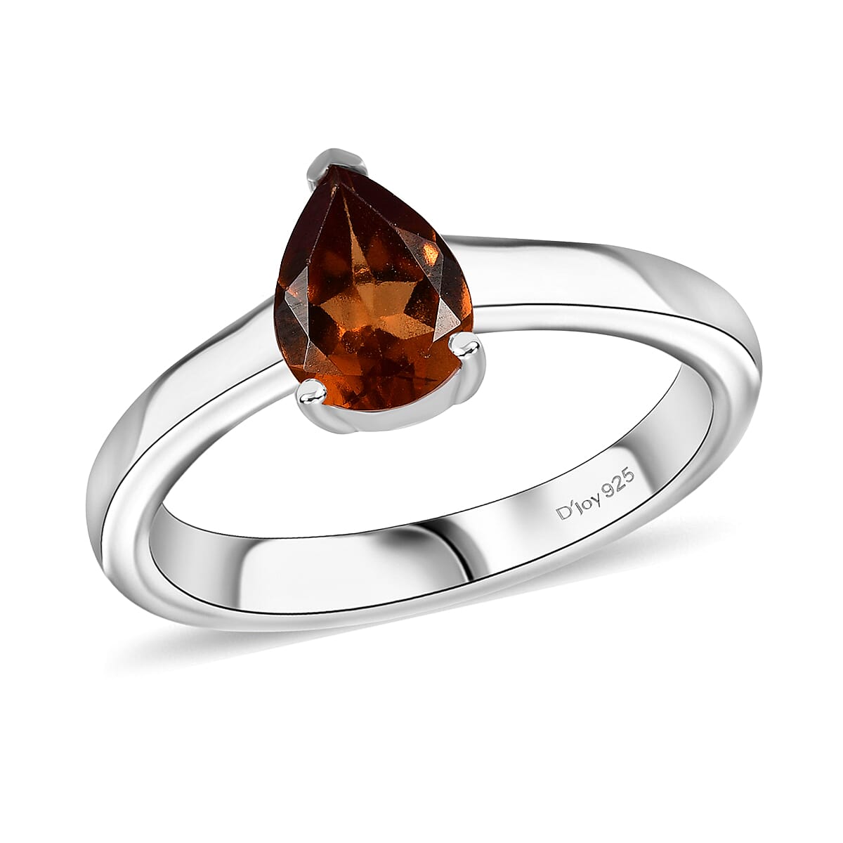 Premium Tanzanian Sunlit Garnet Solitaire Ring in Rhodium Over Sterling Silver (Size 8.0) 1.15 ctw