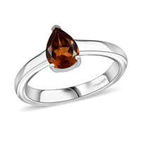 Premium Tanzanian Sunlit Garnet Solitaire Ring in Rhodium Over Sterling Silver (Size 8.0) 1.15 ctw