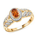 Ceylon Hessonite Garnet and White Zircon 0.90 ctw Ring in 18K Vermeil Yellow Gold Over Sterling Silver (Size 10.0) - Sticky add to cart bar