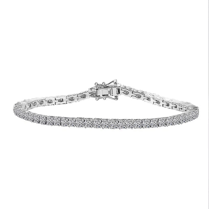 Luxuriant Diamond Lab Grown Diamond Line Bracelet 1 Row (Size - 6.5) in rhodium Sterling Silver , Silver Wt. 7.5 g (6.50 In) 3.00 ctw