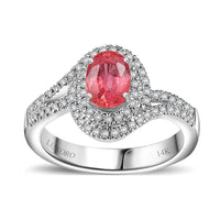 Luxoro 14K White Gold AAA Padparadscha Sapphire (BT), Diamond (G-H, I2) (0.30 cts) Ring (Size 8.0) 1.60 ctw