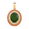 Certified & Appraised Luxoro AAA Chrome Diopside, Padparadscha Sapphire (BT) and G-H I2 Diamond 3.00 ctw Pendant in 10K Yellow Gold - Sticky add to cart bar