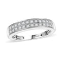 Diamond 2 Row Band Ring in Rhodium Over Sterling Silver (Size 10.0) 0.20 ctw - Sticky add to cart bar