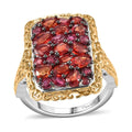 Premium Red Sapphire Ring in 18K Vermeil YG and Rhodium Over Sterling Silver (Size 8.0) 4.00 ctw - Sticky add to cart bar