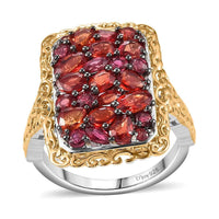 Premium Red Sapphire Ring in 18K Vermeil YG and Rhodium Over Sterling Silver (Size 8.0) 4.00 ctw