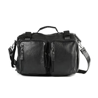 Black Multi-purpose Faux Leather Backpack