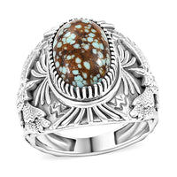 Premium Blue Horizon Turquoise Solitaire Ring in Black Oxidized Sterling Silver (Size 10.0) 6.10 ctw
