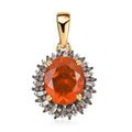 Luxoro AAA Buriti Fire Opal, Natural Champagne and White Diamond I2 2.00 ctw Sunburst Pendant without Chain in 10K Yellow Gold - Sticky add to cart bar