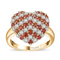 Premium Red Sapphire, Moissanite Ring in 18K Vermeil YG Over Sterling Silver (Size 7.0) 1.75 ctw - Sticky add to cart bar