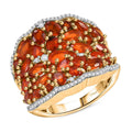 Crimson Fire Opal and White Zircon 3.30 ctw Radiant Ember Cluster Ring in 18K Vermeil Yellow Gold Over Sterling Silver - Sticky add to cart bar