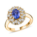 Tanzanite, Yellow Sapphire and Moissanite Radiant Harmony Ring in 18K Vermeil YG Over Sterling Silver (Size 10.0) 1.90 ctw - Sticky add to cart bar