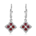 D'Joy Premium Red Sapphire and Moissanite 1.75 ctw Clover Leaf Earrings in Rhodium Over Sterling Silver - Sticky add to cart bar