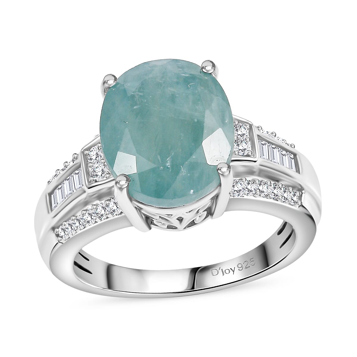 Epic Deal Grandidierite, Moissanite Ring in Rhodium Over Sterling Silver (Size 7.0) 5.65 ctw