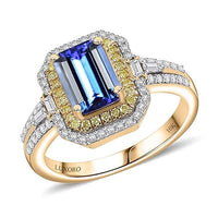 Luxoro 10K Yellow Gold Premium Tanzanite, Natural Yellow and White Diamond (I2) (0.55 cts) Ring (Size 7.0) 2.35 ctw