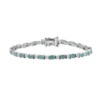 Grandidierite, Moissanite Bracelet in Rhodium Over Sterling Silver (7.25 In) 6.10 ctw