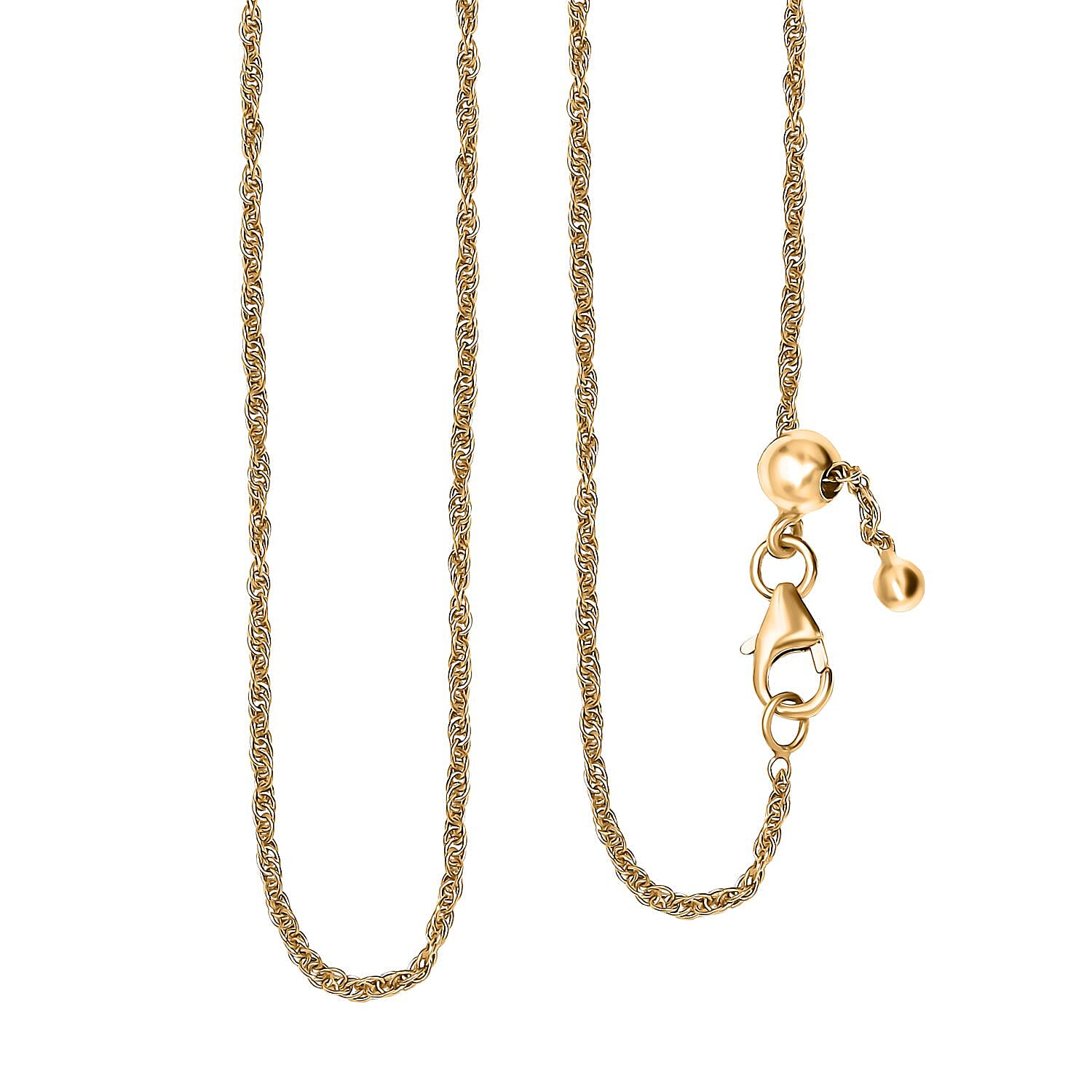 Delicate Harmony Necklace with Slider Ball in 18K Yellow Gold Over Sterling Silver 2.75 Grams 18 Inches