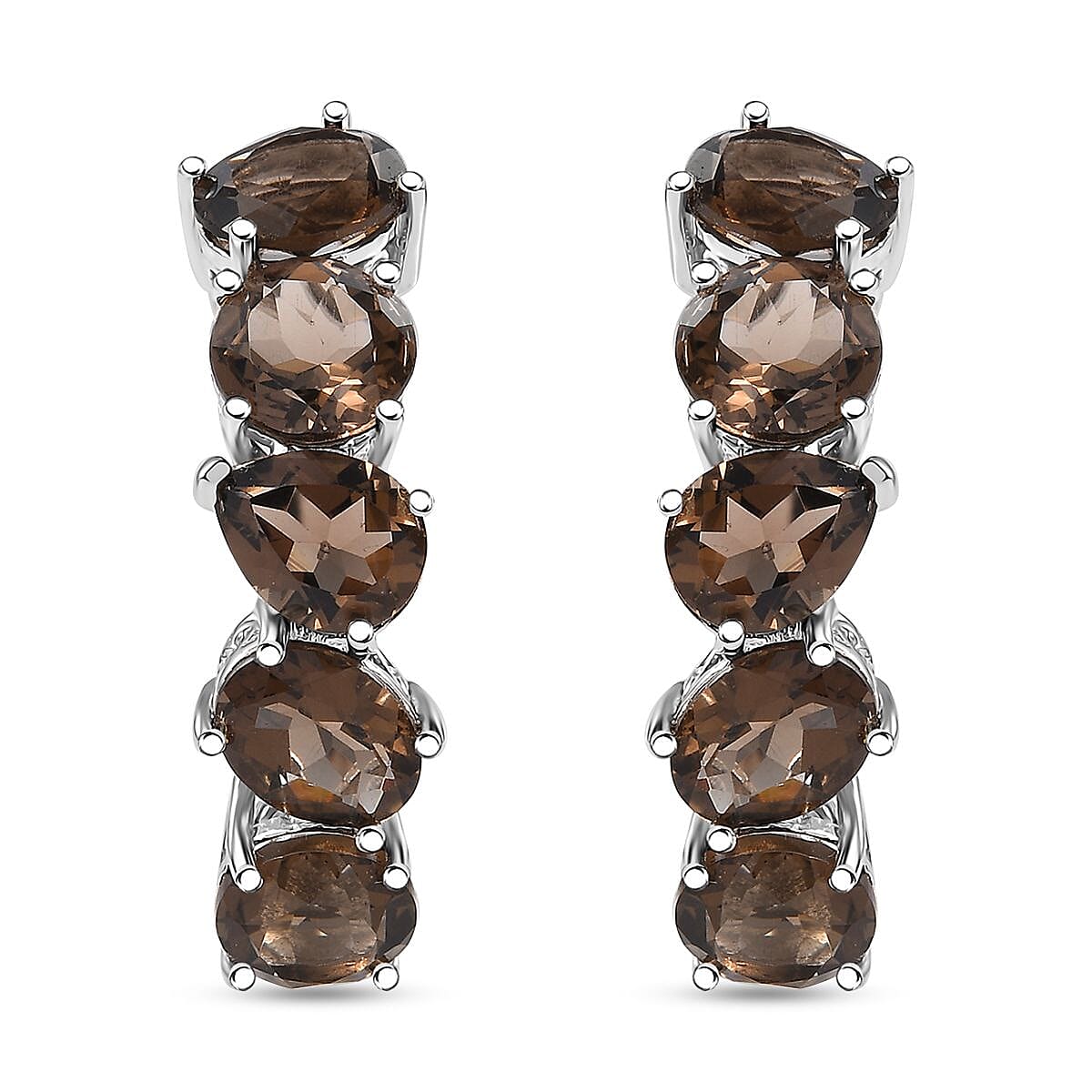 Karis Brazilian Smoky Quartz 18.00 ctw Art Deco Earrings in Platinum Bond