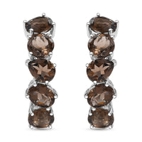 Karis Brazilian Smoky Quartz 18.00 ctw Art Deco Earrings in Platinum Bond