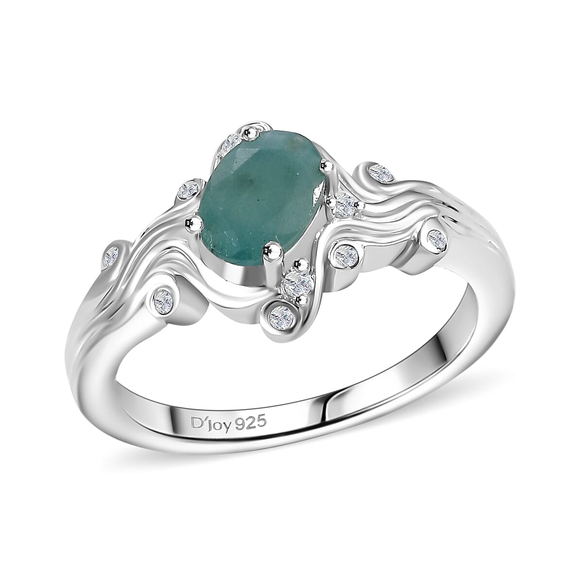 Grandidierite, White Zircon Ring in Rhodium Over Sterling Silver (Size 10.0) 0.90 ctw