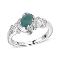 Grandidierite, White Zircon Ring in Rhodium Over Sterling Silver (Size 10.0) 0.90 ctw