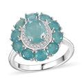 AAA Grandidierite, White Zircon Floral Ring in Rhodium Over Sterling Silver (Size 10.0) 3.00 ctw - Sticky add to cart bar