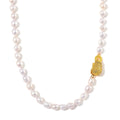 White Freshwater Pearl Necklace with Money Toad Charm (18 Inches) in Goldtone - Sticky add to cart bar