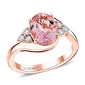 Doorbuster Certified & Appraised Luxoro 10K Rose Gold AAA Madagascar Pink Morganite, Diamond (G-H, I2) (0.21 cts) Halo Ring (Size 10.0) 2.25 ctw - Sticky add to cart bar