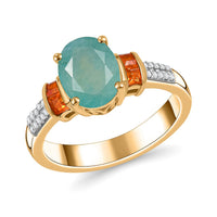 Grandidierite, Multi Gemstone Ring in 18K Vermeil YG Over Sterling Silver (Size 7.0) 2.15 Carat Total Weight