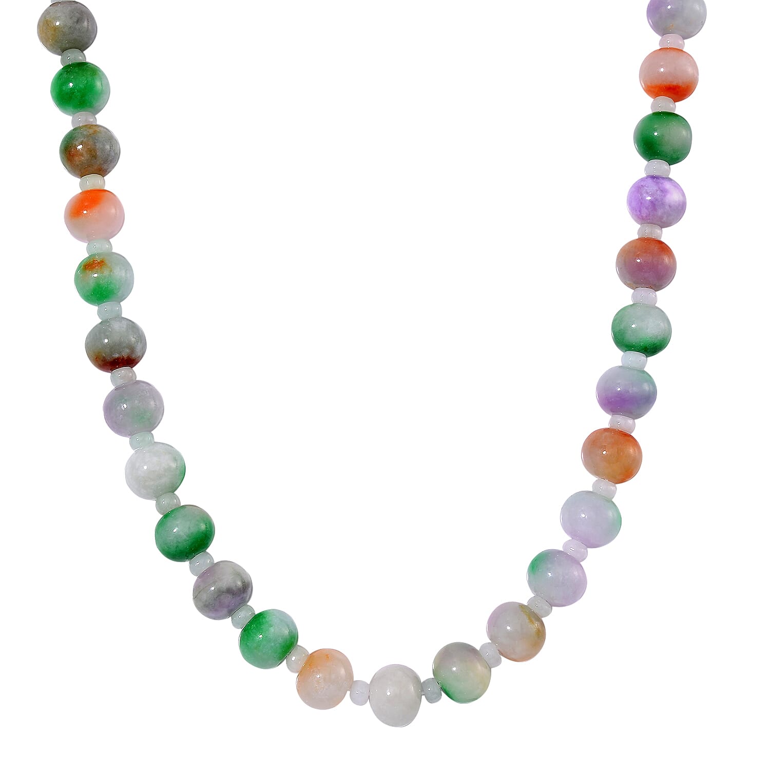 Multi Color Jade 590.00 ctw Carved Beaded Necklace in 14K YG Over Sterling Silver 20 Inches