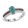 Grandidierite, Brown and White Zircon Ring in Rhodium Over Sterling Silver (Size 10.0) 1.15 ctw - Sticky add to cart bar