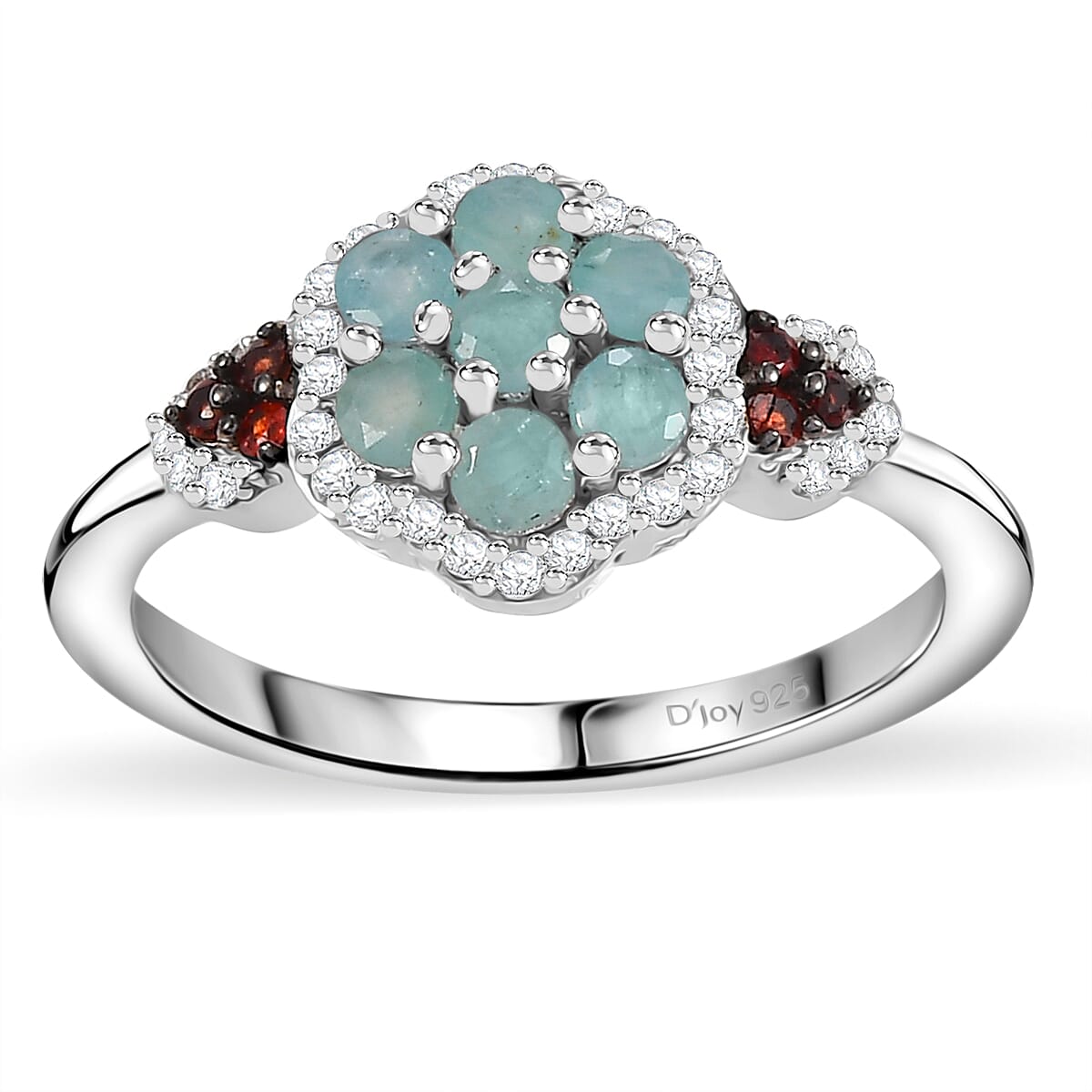 Grandidierite, Brown and White Zircon Ring in Rhodium Over Sterling Silver (Size 7.0) 0.90 ctw