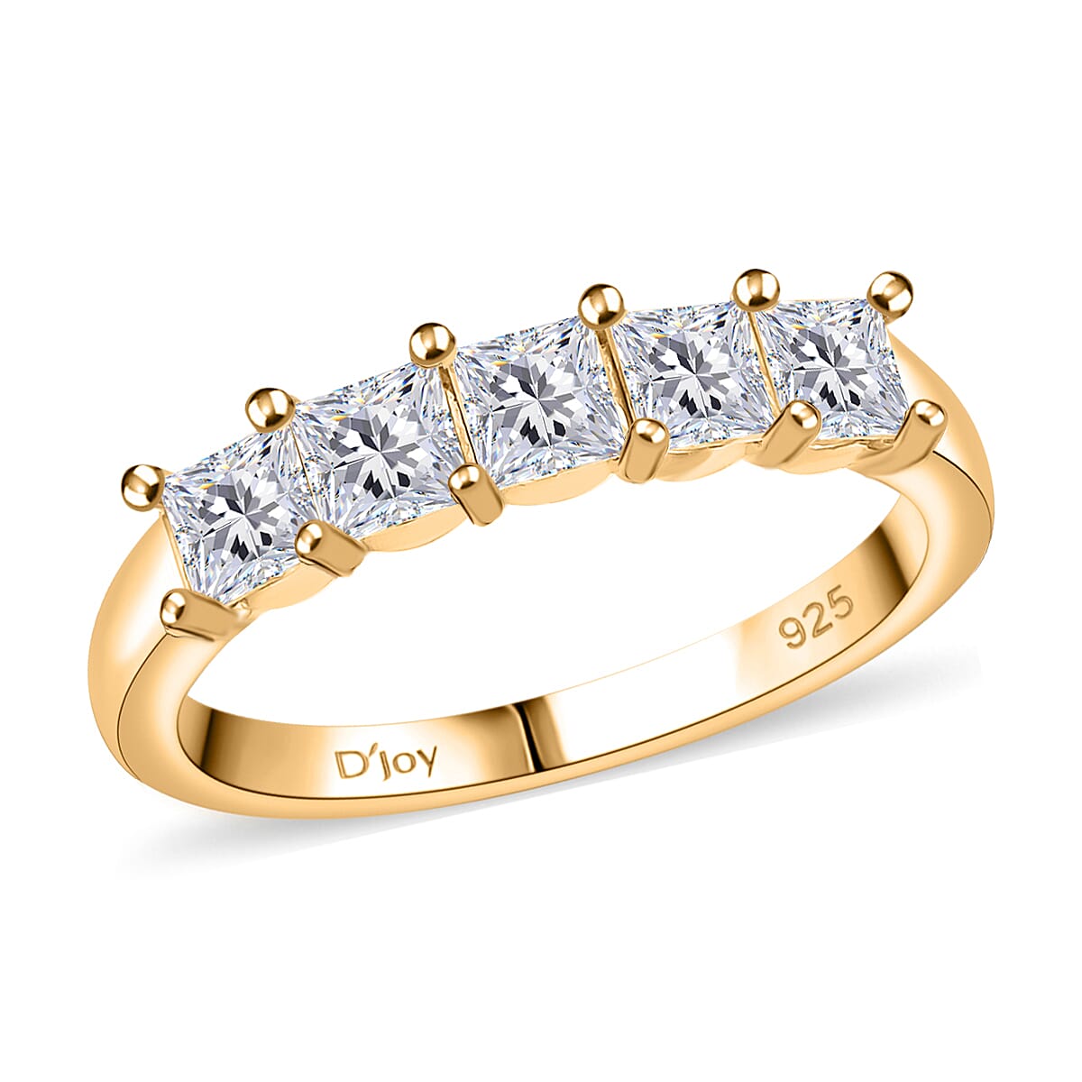 Moissanite 5 Stone Band Ring in 18K Vermeil YG Over Sterling Silver (Size 10.0) 1.25 ctw
