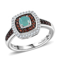 Grandidierite, Brown and White Zircon 1.00 ctw Ring in Rhodium Over Sterling Silver (Size 10.0) - Sticky add to cart bar