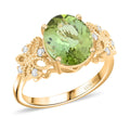 Doorbuster Certified & Appraised Luxoro 10K Yellow Gold AAA Golconda Green Tourmaline, Diamond (G-H, I2) (0.15 cts) Ring (Size 7.0) 3.75 ctw - Sticky add to cart bar