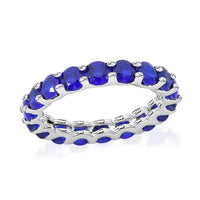 Premium Tanzanian Blue Spinel (DF) Eternity Ring in Rhodium Over Sterling Silver (Size 5.0) 5.90 ctw