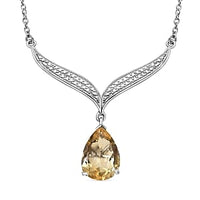 Citrine 4.60 ctw Necklace in Rhodium Over Sterling Silver 18 Inches