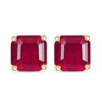 D'Joy Premium Niassa Ruby (FF) 7.90 ctw Stud Earrings in 18K Vermeil Yellow Gold Over Sterling Silver
