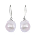 White Freshwater Pearl Earrings in Rhodium Over Sterling Silver - Sticky add to cart bar