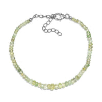 Tsavorite Garnet 21.00 ctw Beaded Bracelet in Rhodium Over Sterling Silver (7.25 In)
