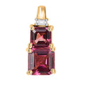 Certified & Appraised Luxoro AAA Asscher Cut Ouro Fino Rubellite and I2 Diamond 1.08 ctw Pendant without Chain in 10K Yellow Gold - Sticky add to cart bar