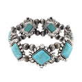 Doorbuster Blue Howlite, Resin Stretch Bracelet in Silvertone 70.00 ctw - Sticky add to cart bar