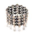 Doorbuster White Howlite, Resin Stretch Bracelet in Silvertone 45.00 ctw - Sticky add to cart bar
