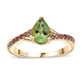 Certified & Appraised Luxoro AAA Natural Calabar Green Tourmaline and Padparadscha Sapphire 1.30 ctw Ring in 10K Yellow Gold - Sticky add to cart bar